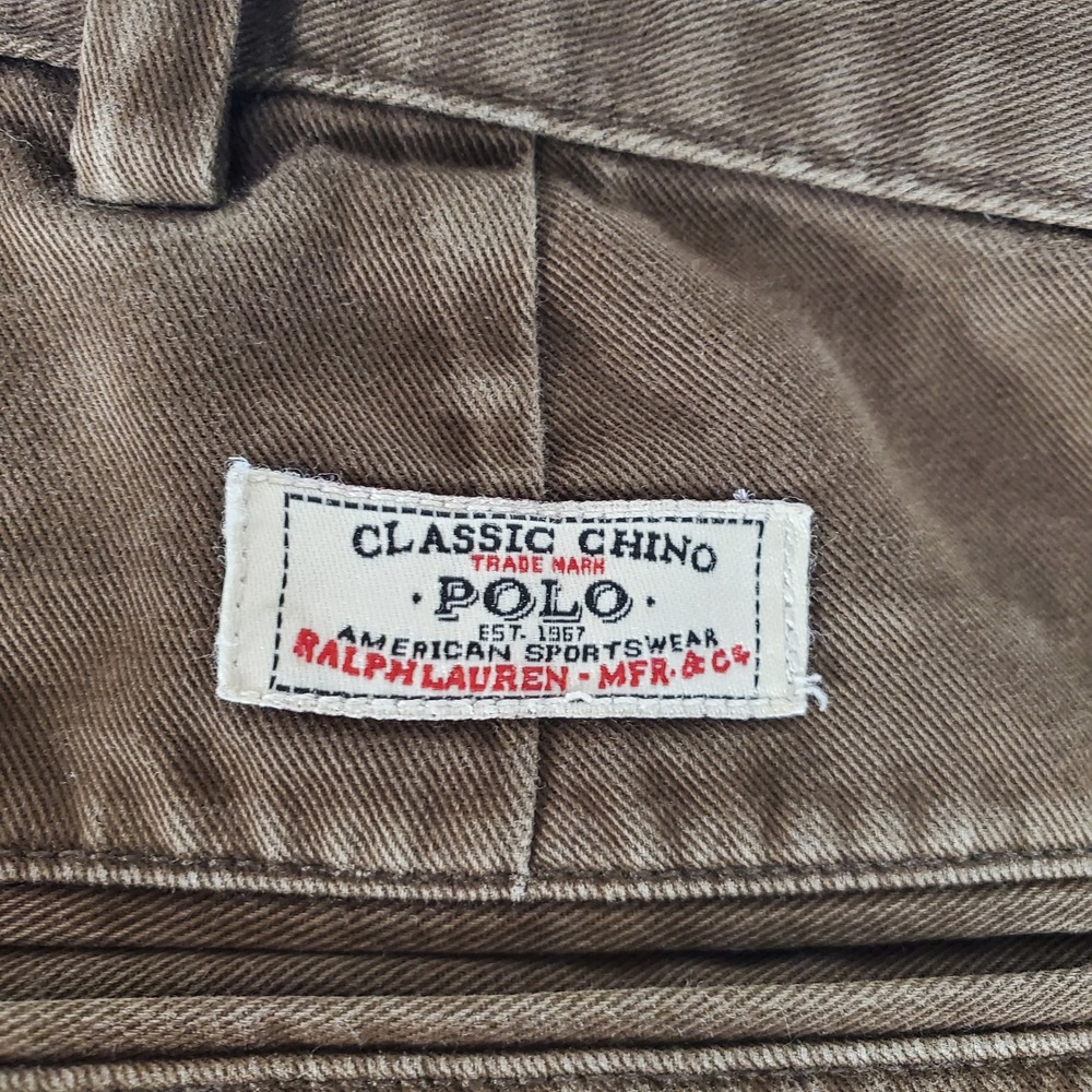 Polo Ralph Lauren Classic Chino Brown Cotton Twill Pants Mens 40x30 Flat Front - Picture 4 of 12